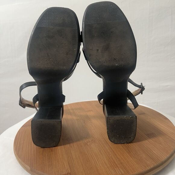 Soda Platform Heel Shoes Womens Size 9 Black Y2K Block Sandals Chunky Heels - Picture 6 of 7